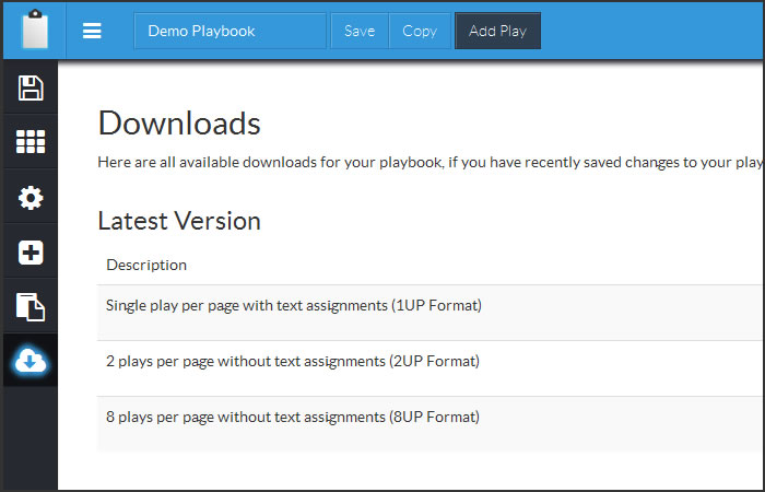 Download PDFs of playbooks you create.