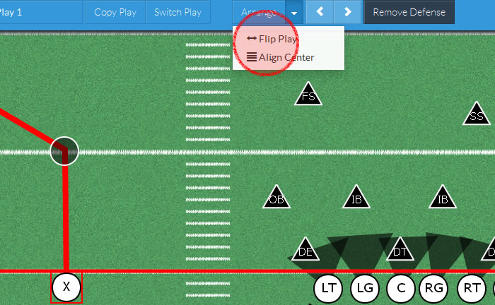 Flip any play left or right to create an opposite field variation of any play draw.