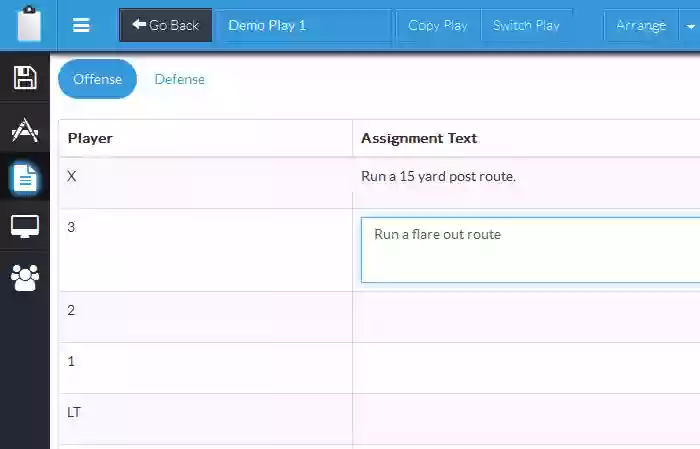 You can customize any player's fill color or outline color with our play designer software.  Make your playbook today.