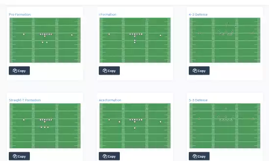 Screenshot of the included formation library in our application.